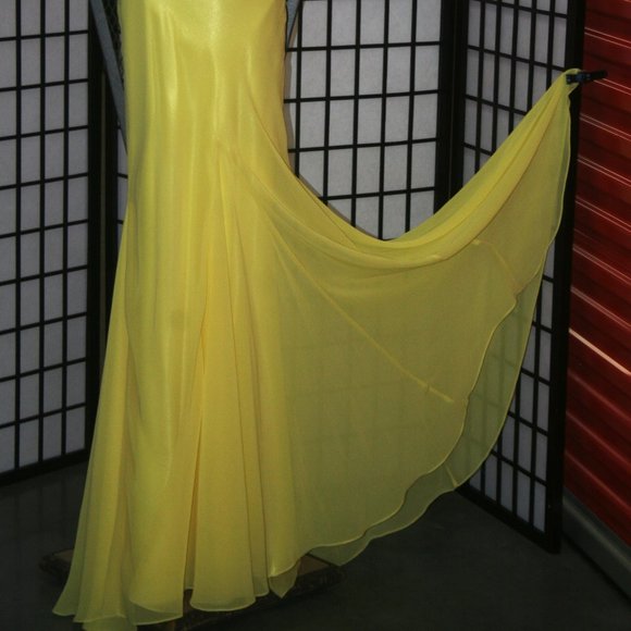 Sunshine Yellow Gown with Jewelled Sheer Back - Picture 4 of 11